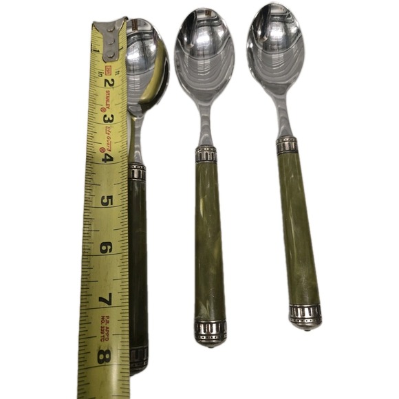 Spoon with Green Handle | Buy Cutlery - EME Napoleon  EME Flatware Napoleon 13  Pcs Stainless Green/Silver Marbled 18/10 Italy